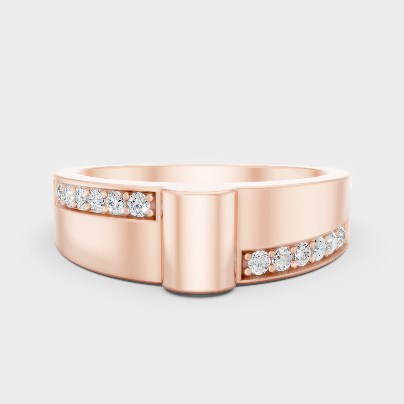Modern 18K Rose Gold Men’s Ring With 0.18Ct Round Lab-Grown Diamond.
